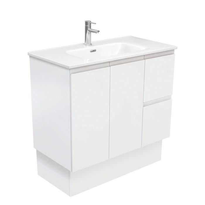fienza Joli Fingerpull Satin White 900 Vanity On Kickboard