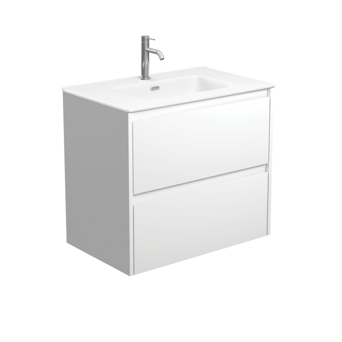 fienza Joli Matte Amato Satin White 750 Wall Hung Vanity with Satin White Panels