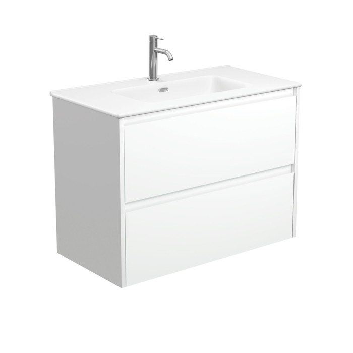 fienza Joli Matte Amato Satin White 900 Wall Hung Vanity with Satin White Panels