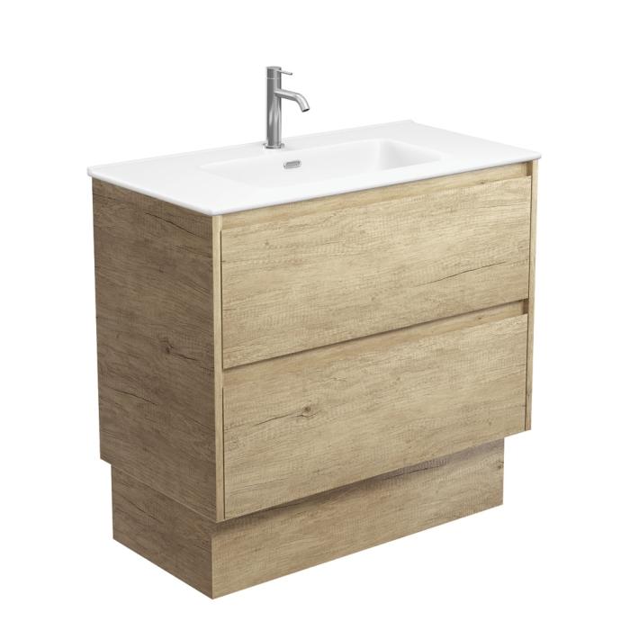 fienza Joli Matte Amato Scandi Oak 900 Vanity On Kickboard with Scandi Oak Panels