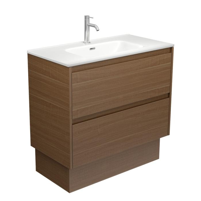 fienza Joli Matte Amato Walnut 900 Vanity on Kickboard with Walnut Panels