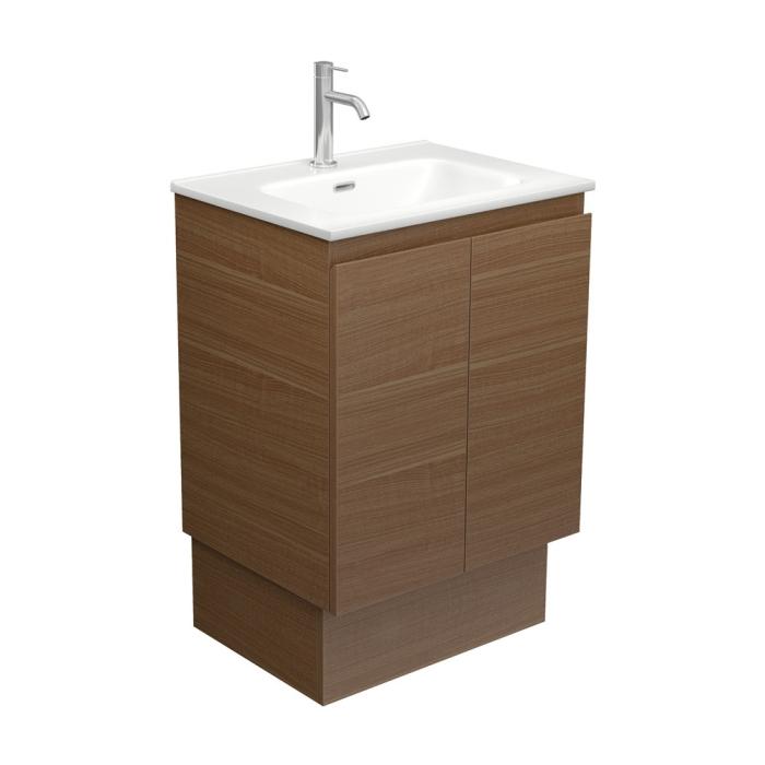 fienza Joli Matte Edge Walnut 600 Vanity on Kickboard