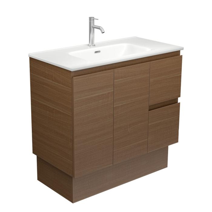 fienza Joli Matte Edge Walnut 900 Vanity on Kickboard