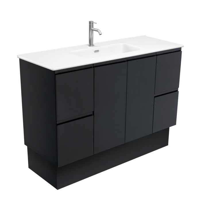 fienza Joli Matte Fingerpull Satin Black 1200 Vanity On Kickboard