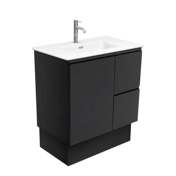 fienza Joli Matte Fingerpull Satin Black 750 Vanity On Kickboard