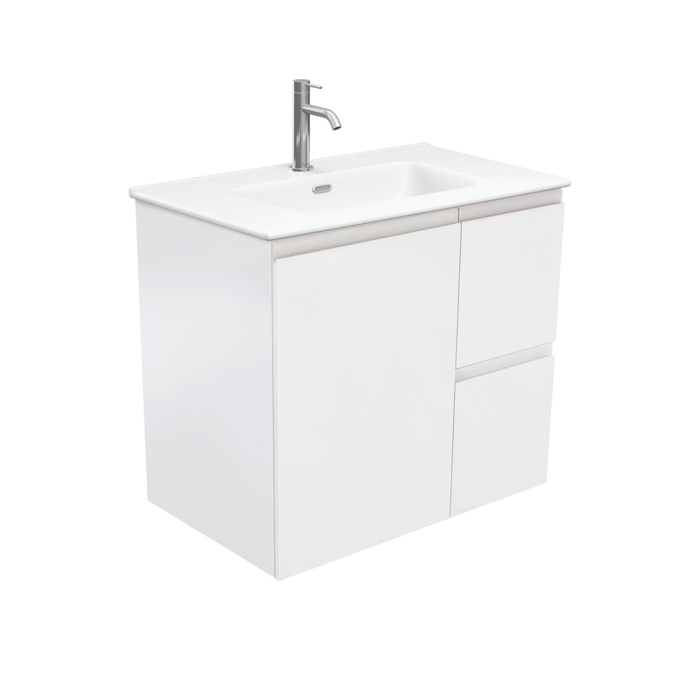 fienza Joli Matte Fingerpull Satin White 750 Wall Hung Vanity