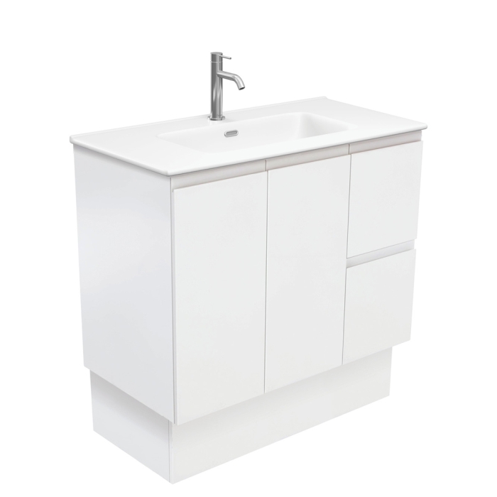 fienza Joli Matte Fingerpull Satin White 900 Vanity On Kickboard