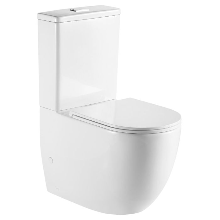 fienza Joli Tornado Flush Back-to-Wall Toilet Suite Gloss White with Slim Seat