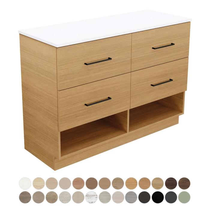 fienza Kassi 1200 Double Bowl Floor Standing Vanity