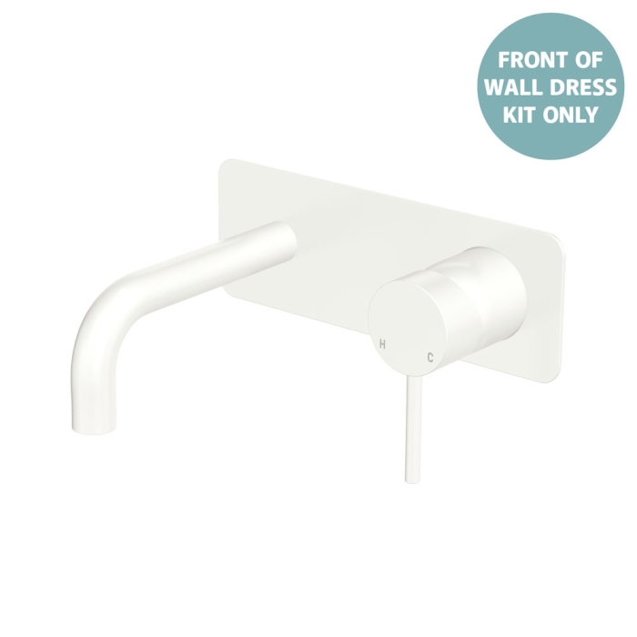fienza Kaya Basin/Bath Wall Mixer Dress Kit Rectangular Plate 130mm Outlet Matte White