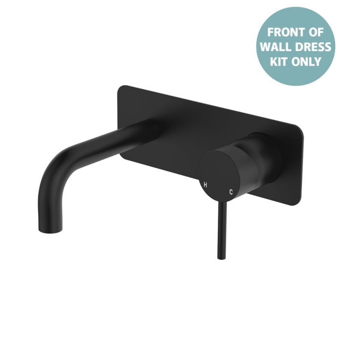 fienza Kaya Basin/Bath Wall Mixer Dress Kit Rectangular Plate 130mm Outlet Matte Black