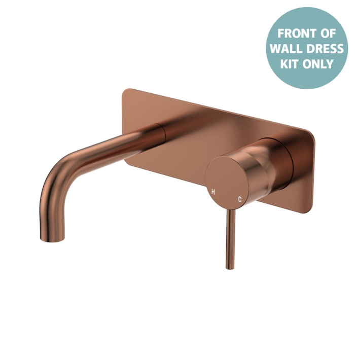 fienza Kaya Basin/Bath Wall Mixer Dress Kit Rectangular Plate 130mm Outlet Brushed Copper