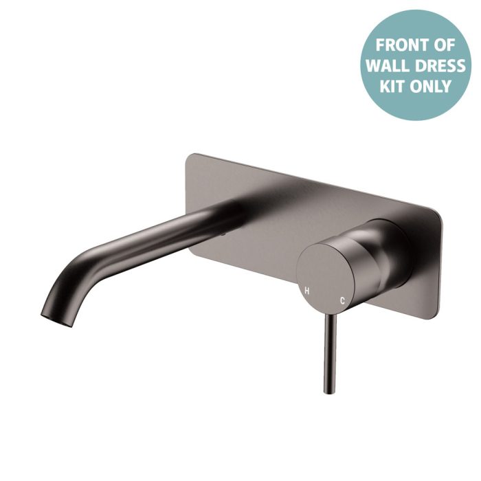 fienza Kaya Basin/Bath Wall Mixer Dress Kit Rectangular Plate 160mm Outlet Gun Metal