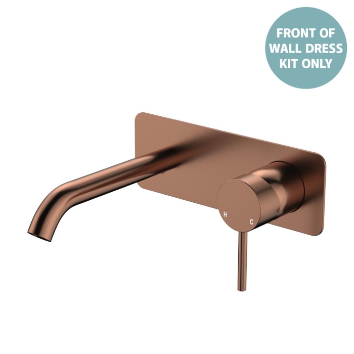 fienza Kaya Basin/Bath Wall Mixer Dress Kit Rectangular Plate 160mm Outlet Brushed Copper