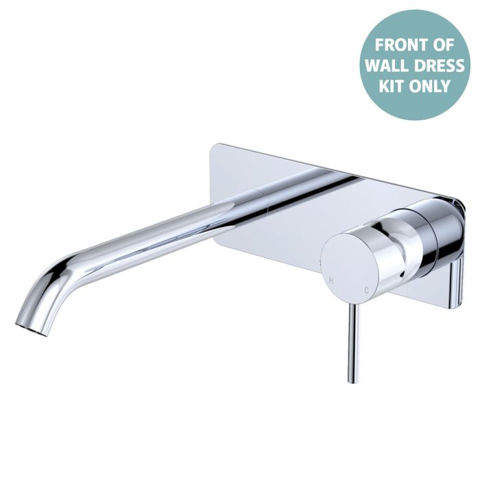 fienza Kaya Basin/Bath Wall Mixer Dress Kit Rectangular Plate 200mm Outlet Chrome