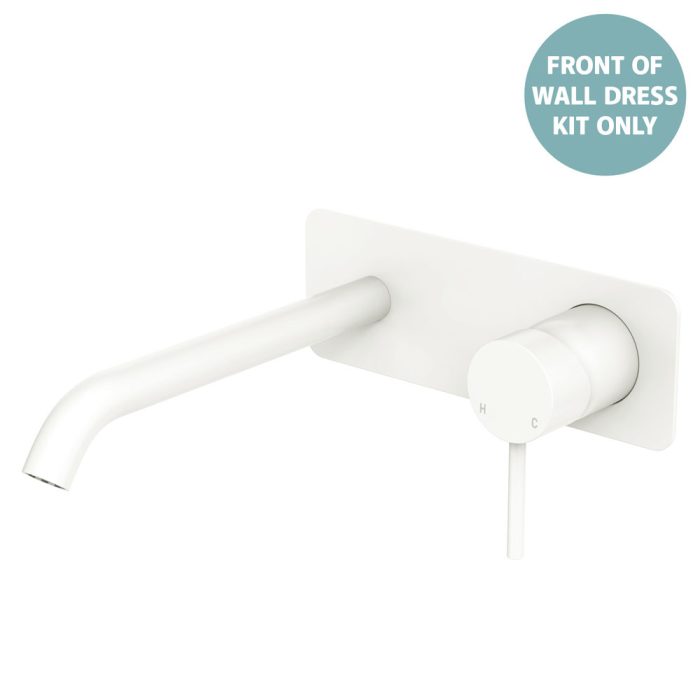fienza Kaya Basin/Bath Wall Mixer Dress Kit Rectangular Plate 200mm Outlet Matte White