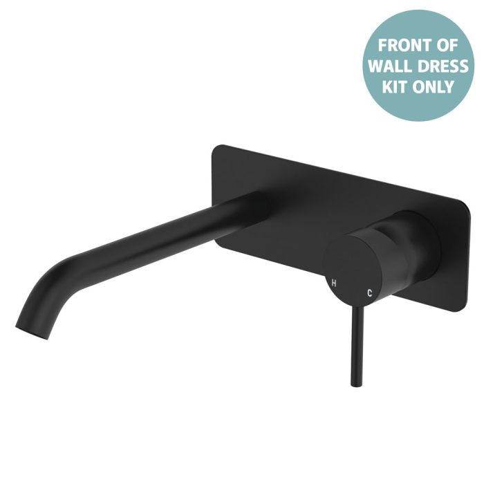 fienza Kaya Basin/Bath Wall Mixer Dress Kit Rectangular Plate 200mm Outlet Matte Black