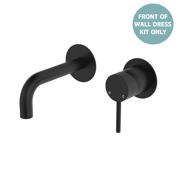 fienza Kaya Basin/Bath Wall Mixer Dress Kit Round Plates 130mm Outlet Matte Black