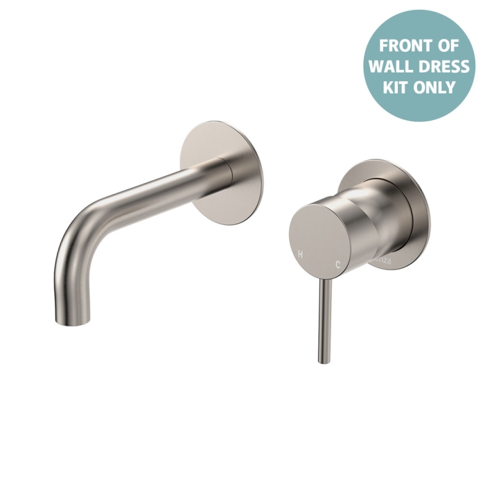 fienza Kaya Basin/Bath Wall Mixer Dress Kit Round Plates 130mm Outlet Brushed Nickel