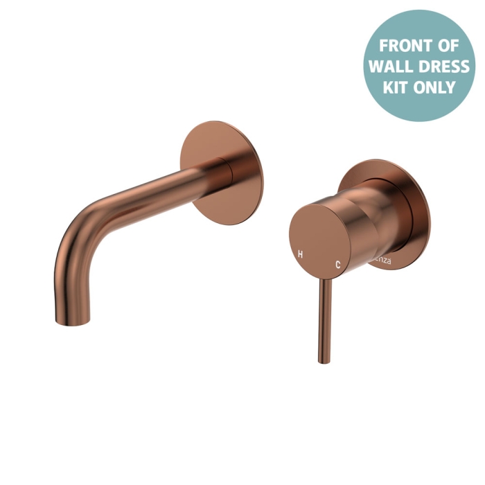 fienza Kaya Basin/Bath Wall Mixer Dress Kit Round Plates 130mm Outlet Brushed Copper