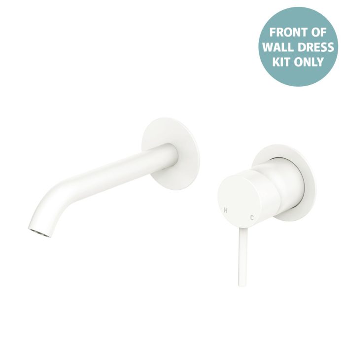 fienza Kaya Basin/Bath Wall Mixer Dress Kit Round Plates 160mm Outlet Matte White