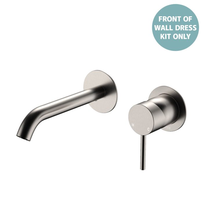 fienza Kaya Basin/Bath Wall Mixer Dress Kit Round Plates 160mm Outlet Brushed Nickel