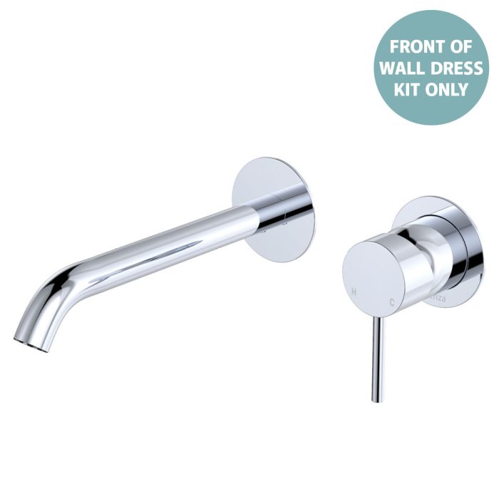 fienza Kaya Basin/Bath Wall Mixer Dress Kit Round Plates 200mm Outlet Chrome