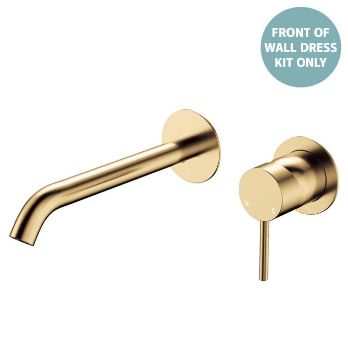 fienza Kaya Basin/Bath Wall Mixer Dress Kit Round Plates 200mm Outlet Urban Brass