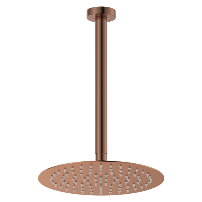 fienza Kaya Ceiling Shower 250mm Head 350mm Drop Brushed Copper
