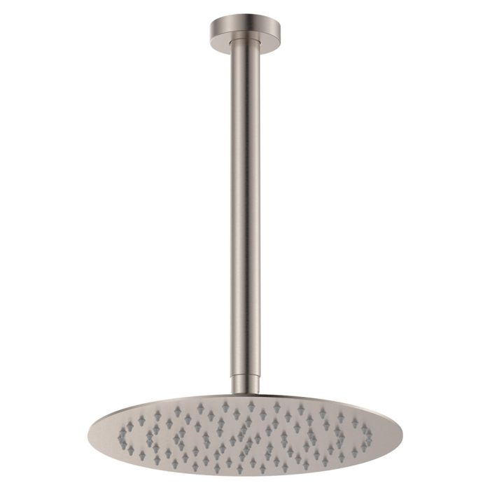fienza Kaya Ceiling Shower 250mm Head 350mm Drop Brushed Nickel