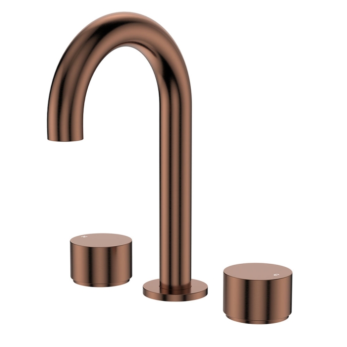 fienza Kaya Round Hob Set Round Taps Brushed Copper