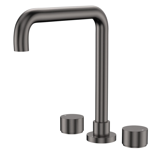 fienza Kaya Squareline Hob Set Round Taps Gun Metal