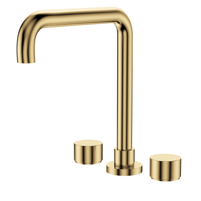 fienza Kaya Squareline Hob Set Round Taps Urban Brass