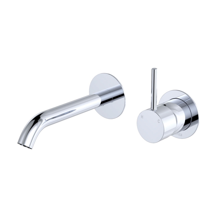 fienza Kaya Up Basin/Bath Wall Mixer Set Round Plates 160mm Outlet Chrome