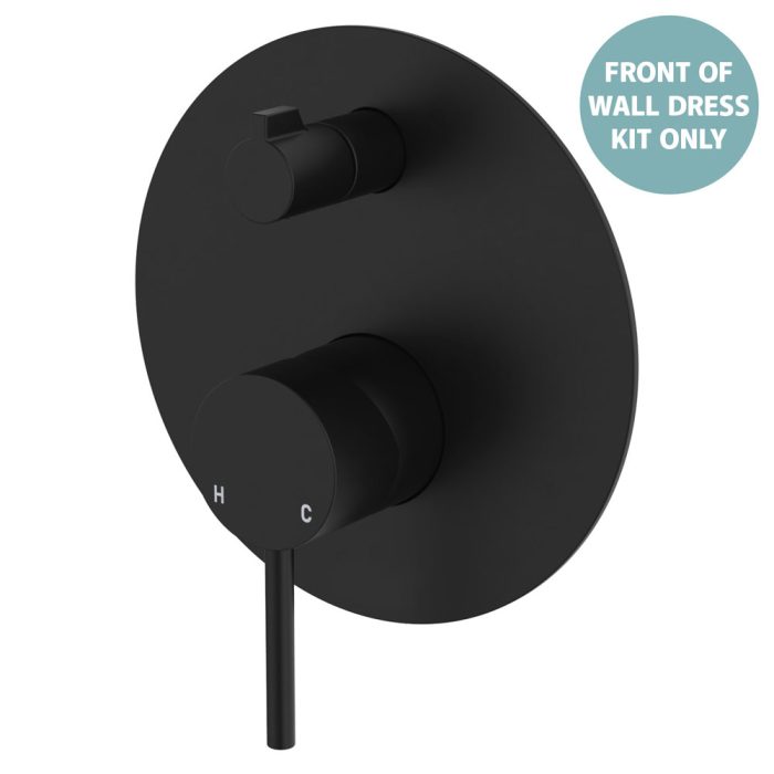 fienza Kaya Wall Diverter Mixer Dress Kit Large Round Plate Matte Black