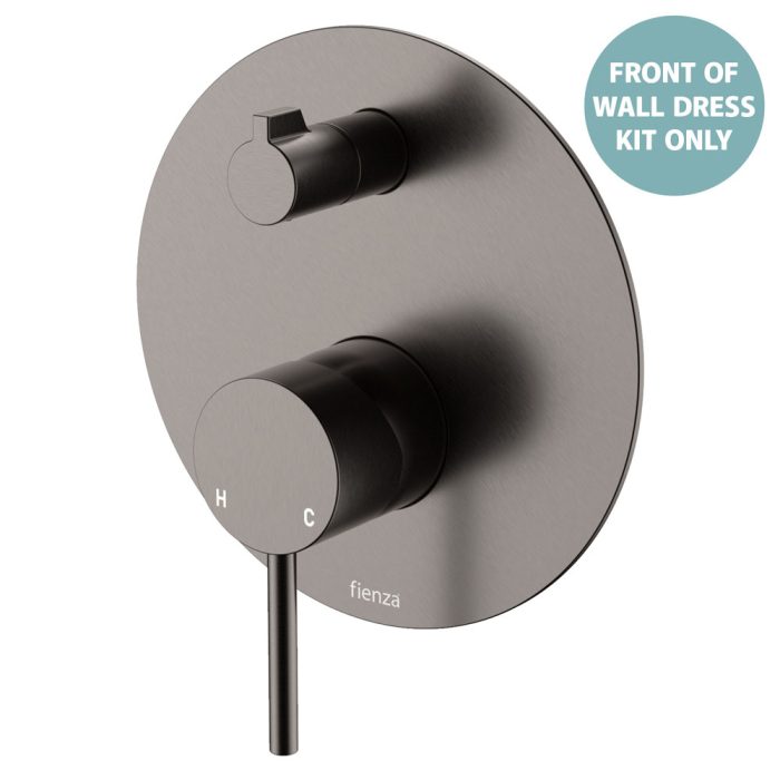 fienza Kaya Wall Diverter Mixer Dress Kit Large Round Plate Gun Metal