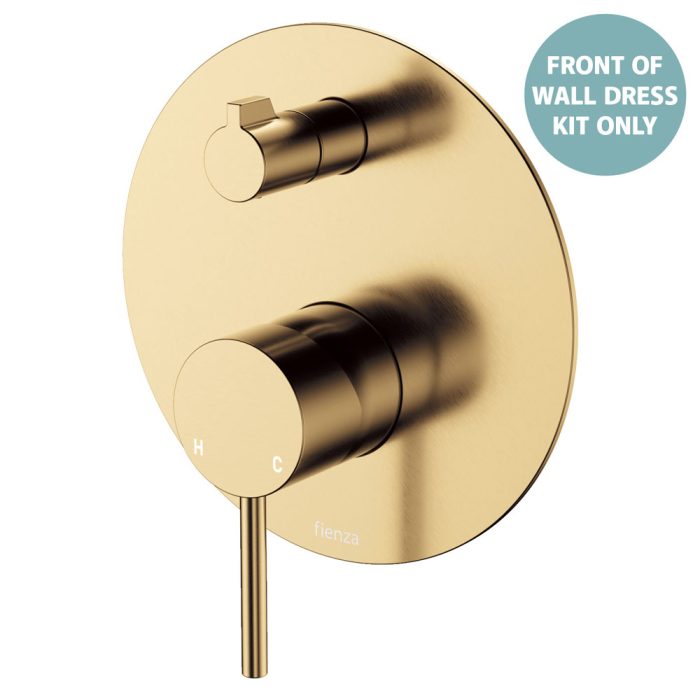 fienza Kaya Wall Diverter Mixer Dress Kit Large Round Plate Urban Brass