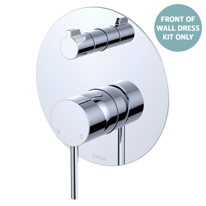 fienza Kaya Wall Diverter Mixer Dress Kit Large Round Plate Chrome