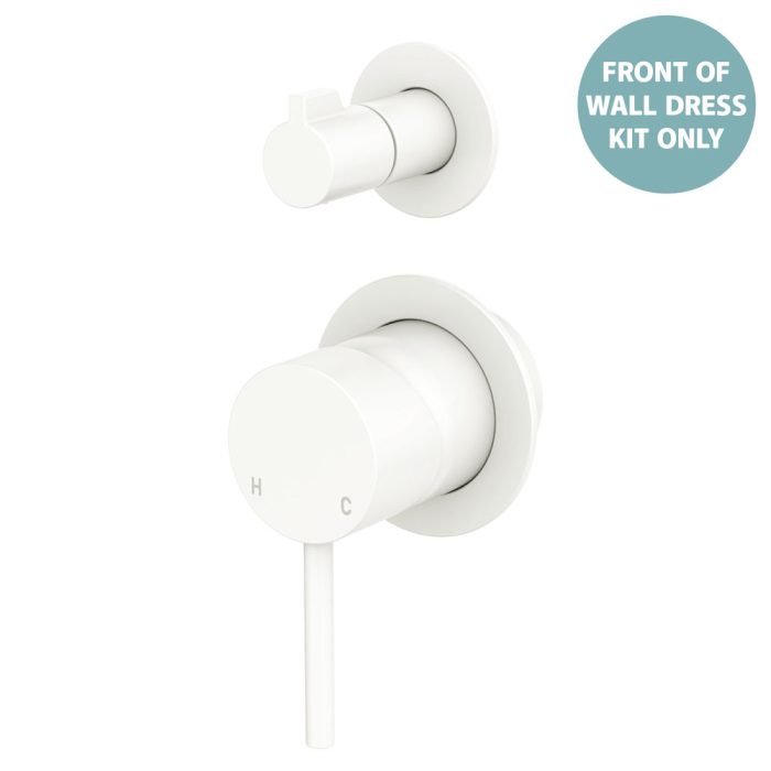fienza Kaya Wall Diverter Mixer Dress Kit Small Round Plates Matte White