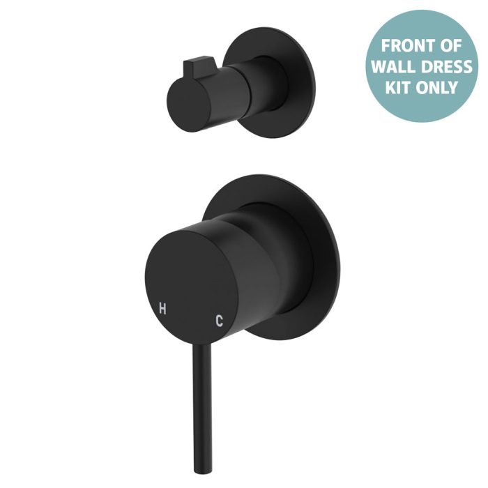 fienza Kaya Wall Diverter Mixer Dress Kit Small Round Plates Matte Black