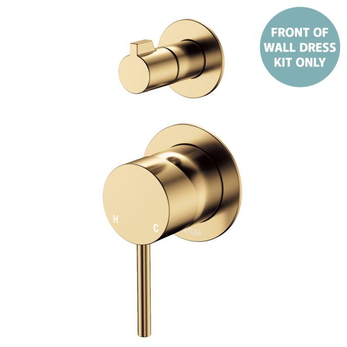 fienza Kaya Wall Diverter Mixer Dress Kit Small Round Plates Urban Brass