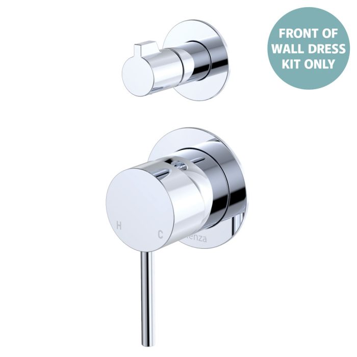 fienza Kaya Wall Diverter Mixer Dress Kit Small Round Plates Chrome