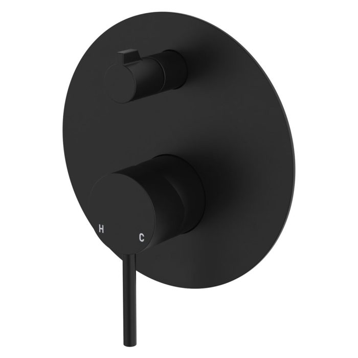 fienza Kaya Wall Diverter Mixer Large Round Plate Matte Black