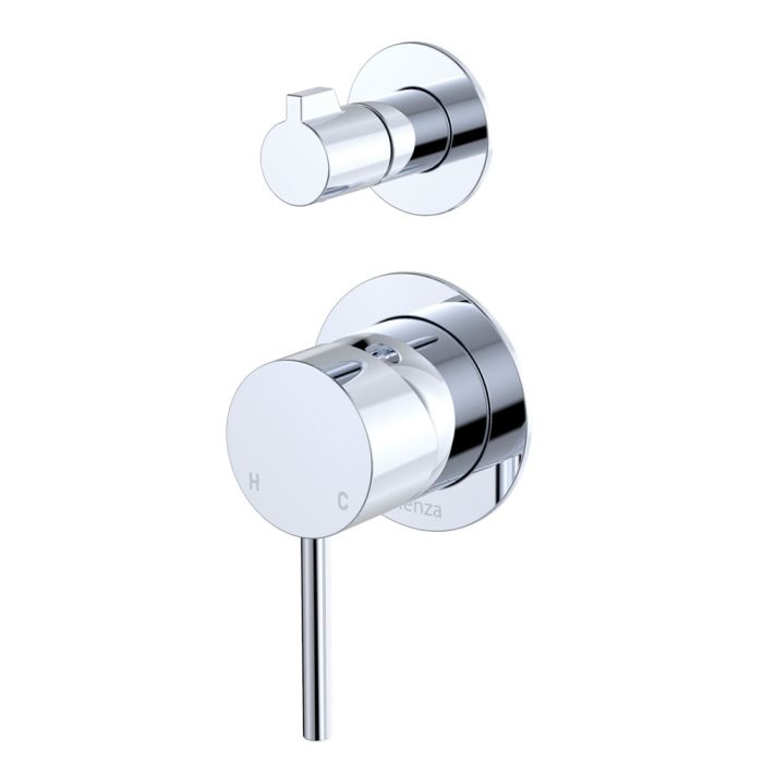 fienza Kaya Wall Diverter Mixer Small Round Plates Chrome