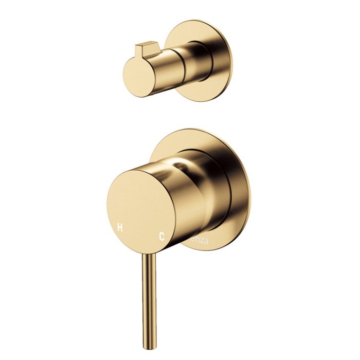 fienza Kaya Wall Diverter Mixer Small Round Plates Urban Brass