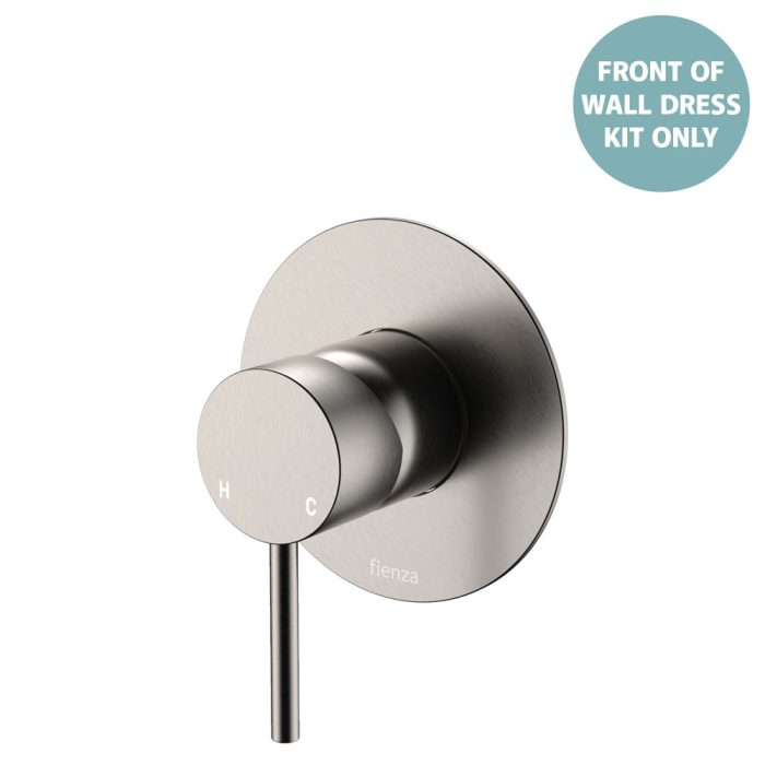 fienza Kaya Wall Mixer Dress Kit Large Round Plate Brushed Nickel