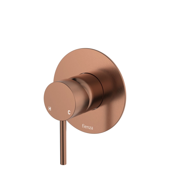 fienza Kaya Wall Mixer Large Round Plate Brushed Copper