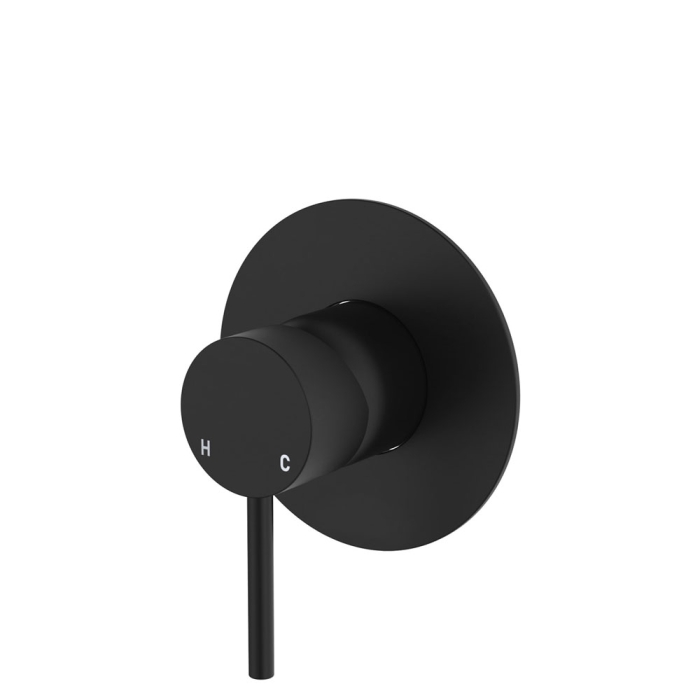 fienza Kaya Wall Mixer Large Round Plate Matte Black