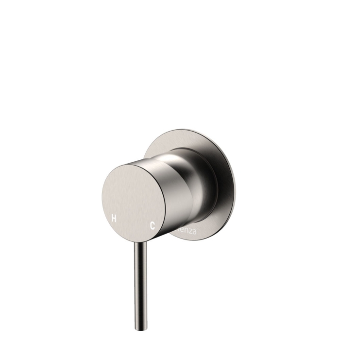 fienza Kaya Wall Mixer Small Round Plate Brushed Nickel