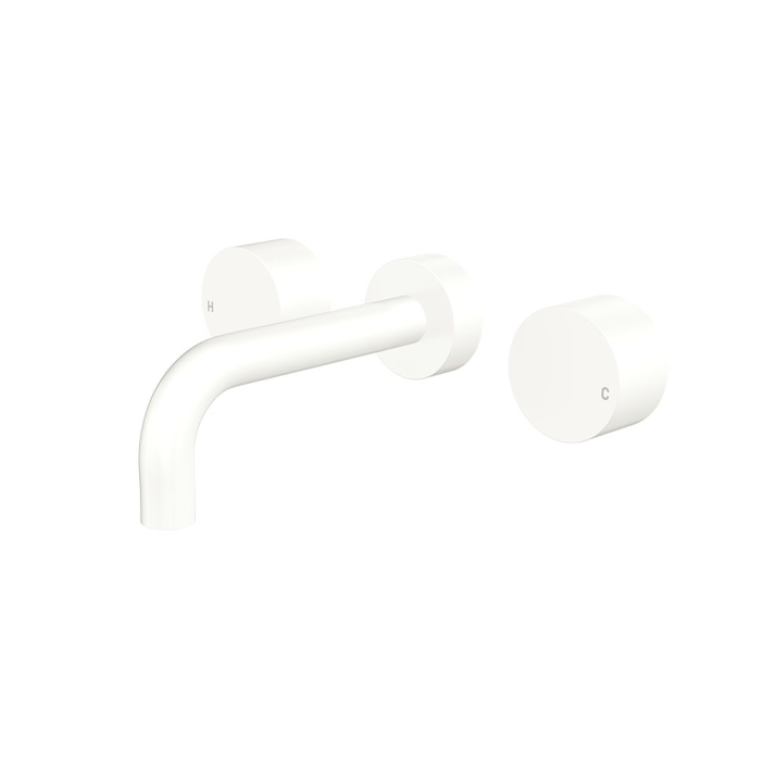 fienza Kaya Wall Set Round Taps 130mm Outlet Matte White